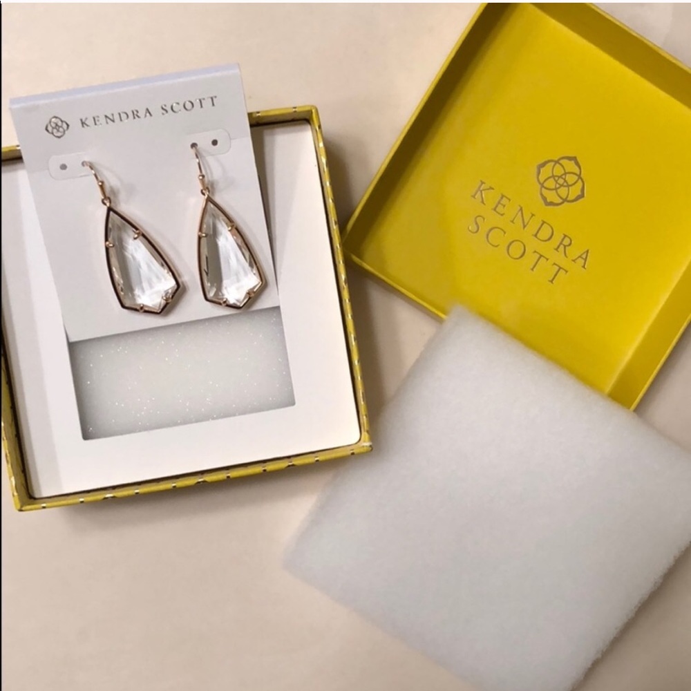 Kendra Scott Rose Gold Clear Glass Carla Earrings - Picture 2 of 7